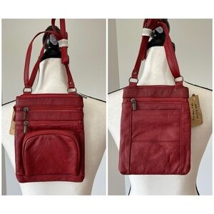 Maze Exclusive Leather Crossbody bag purse zippered multi pocket work casual NWT